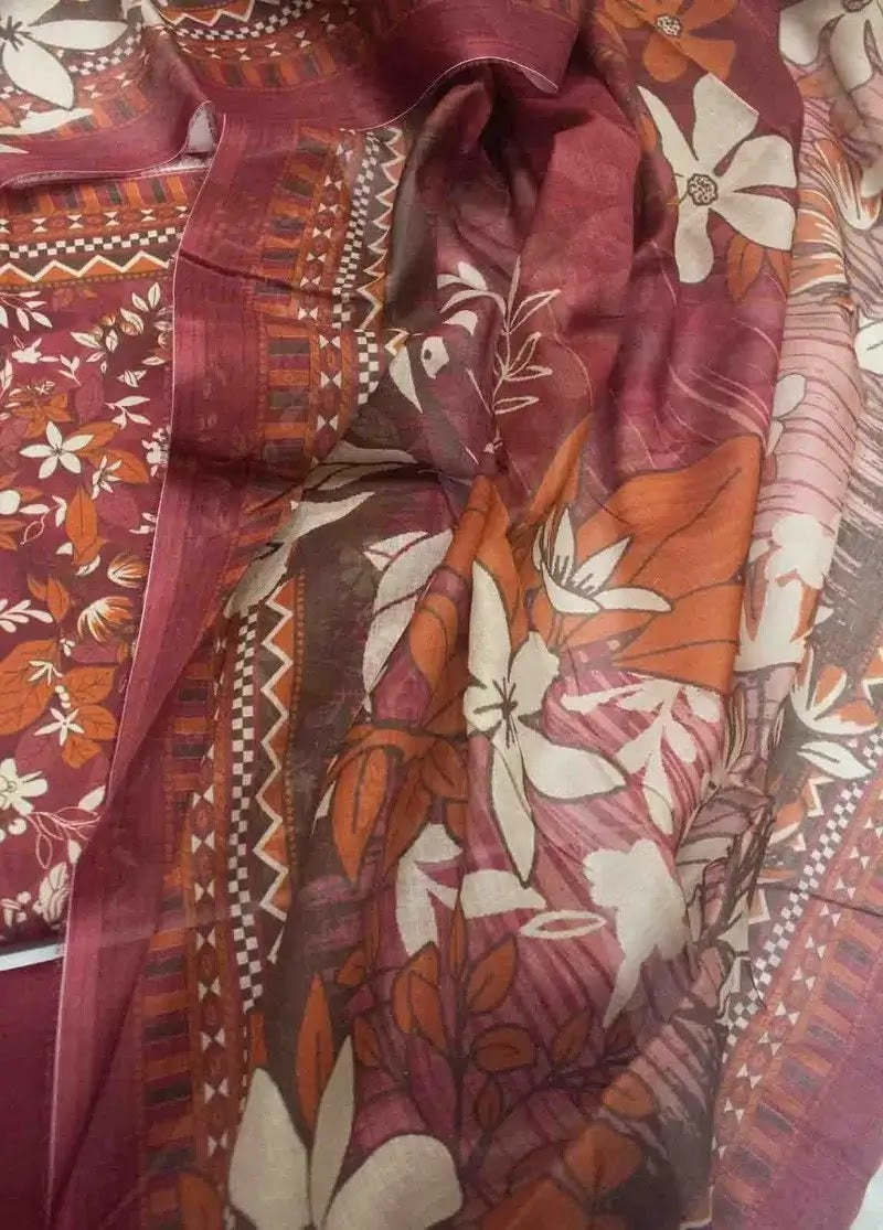 DPC-0702- 3 Piece Cotton Printed UnStitched Suit