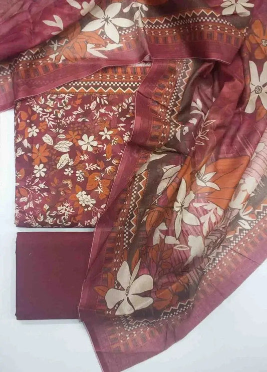 DPC-0702- 3 Piece Cotton Printed UnStitched Suit
