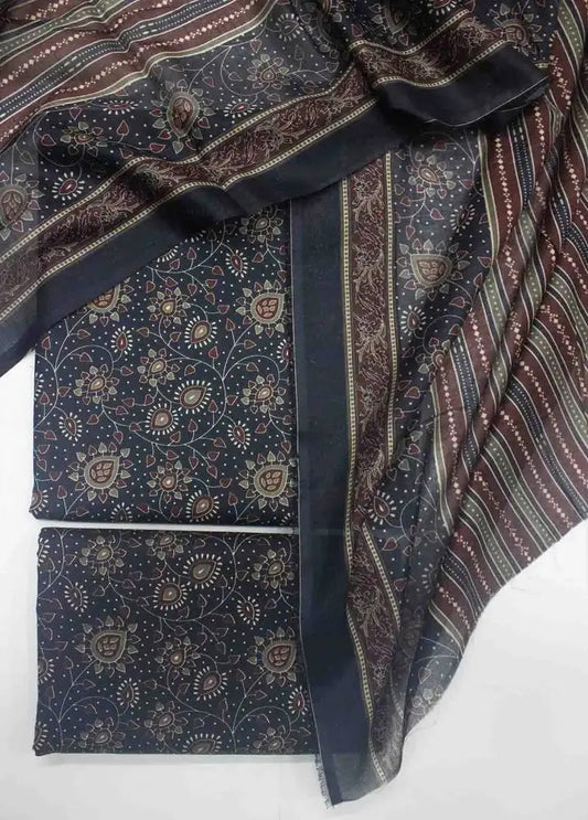 DPC-0709- 3 Piece Cotton Printed UnStitched Suit