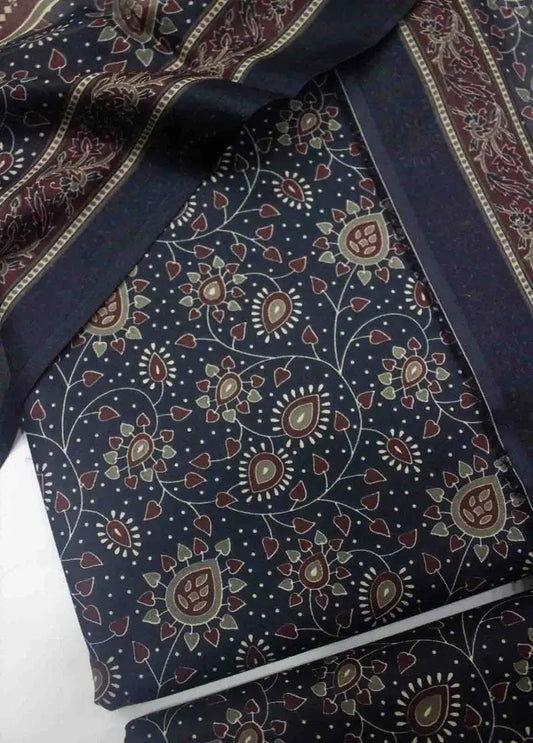 DPC-0709- 3 Piece Cotton Printed UnStitched Suit