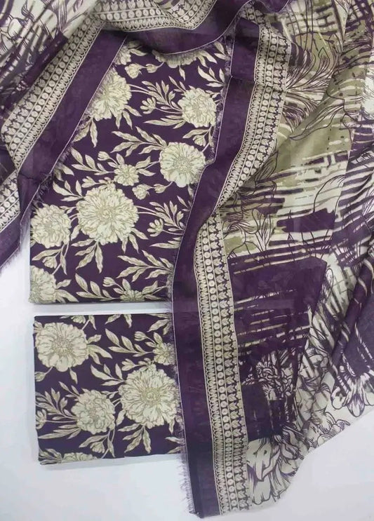 DPC-0711- 3 Piece Cotton Printed UnStitched Suit