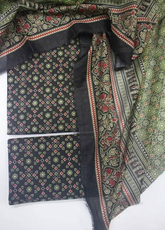 DPC-0713- 3 Piece Cotton Printed UnStitched Suit