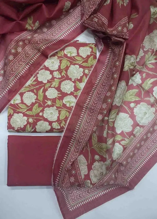 DPC-0717- 3 Piece Cotton Printed UnStitched Suit