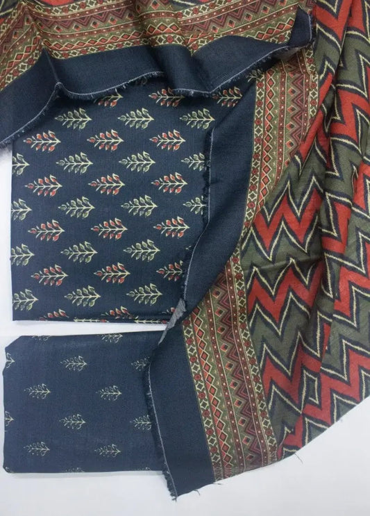 DPC-0718- 3 Piece Cotton Printed UnStitched Suit