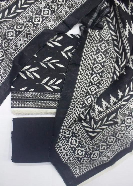 DPC-0719- 3 Piece Cotton Printed UnStitched Suit