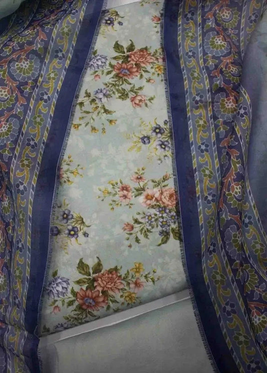 DPC-0723- 3 Piece Cotton Printed UnStitched Suit