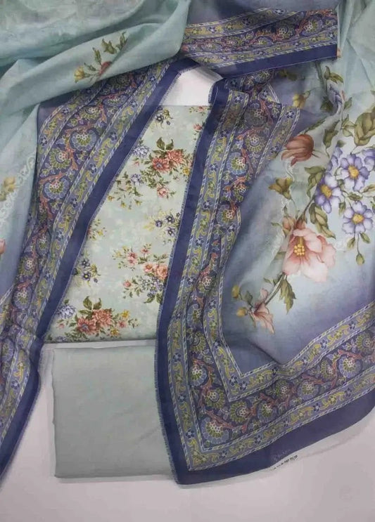 DPC-0723- 3 Piece Cotton Printed UnStitched Suit