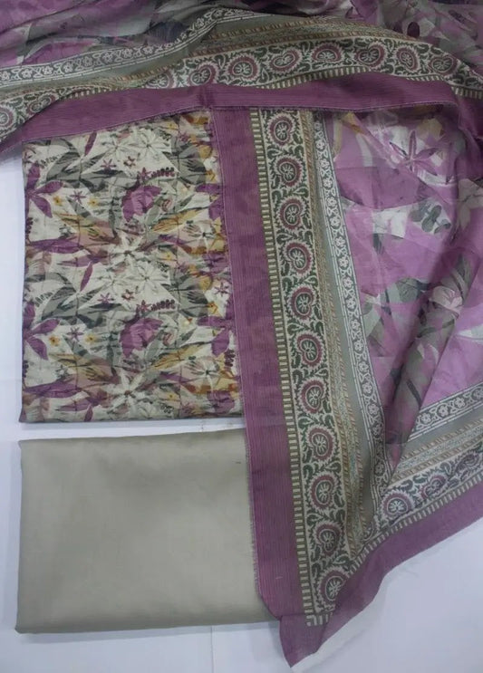 DPC-0724- 3 Piece Cotton Printed UnStitched Suit
