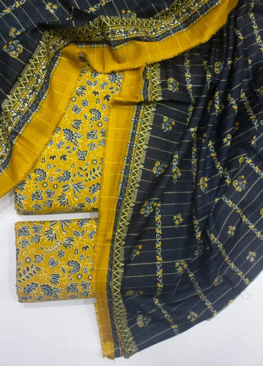 DPC-0726- 3 Piece Cotton Printed UnStitched Suit