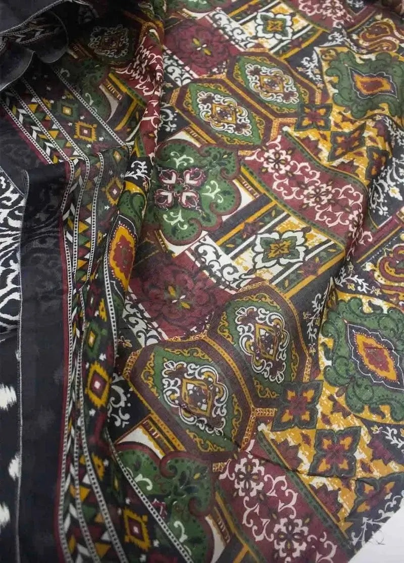 DPC-0730- 3 Piece Cotton Printed UnStitched Suit