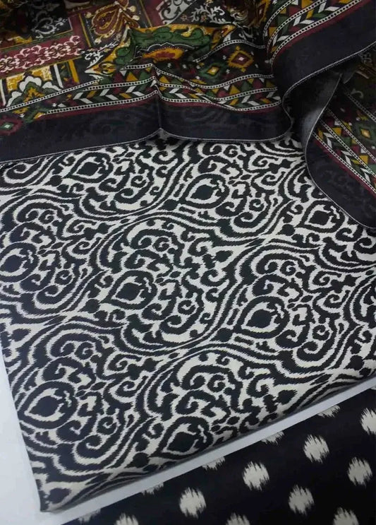 DPC-0730- 3 Piece Cotton Printed UnStitched Suit