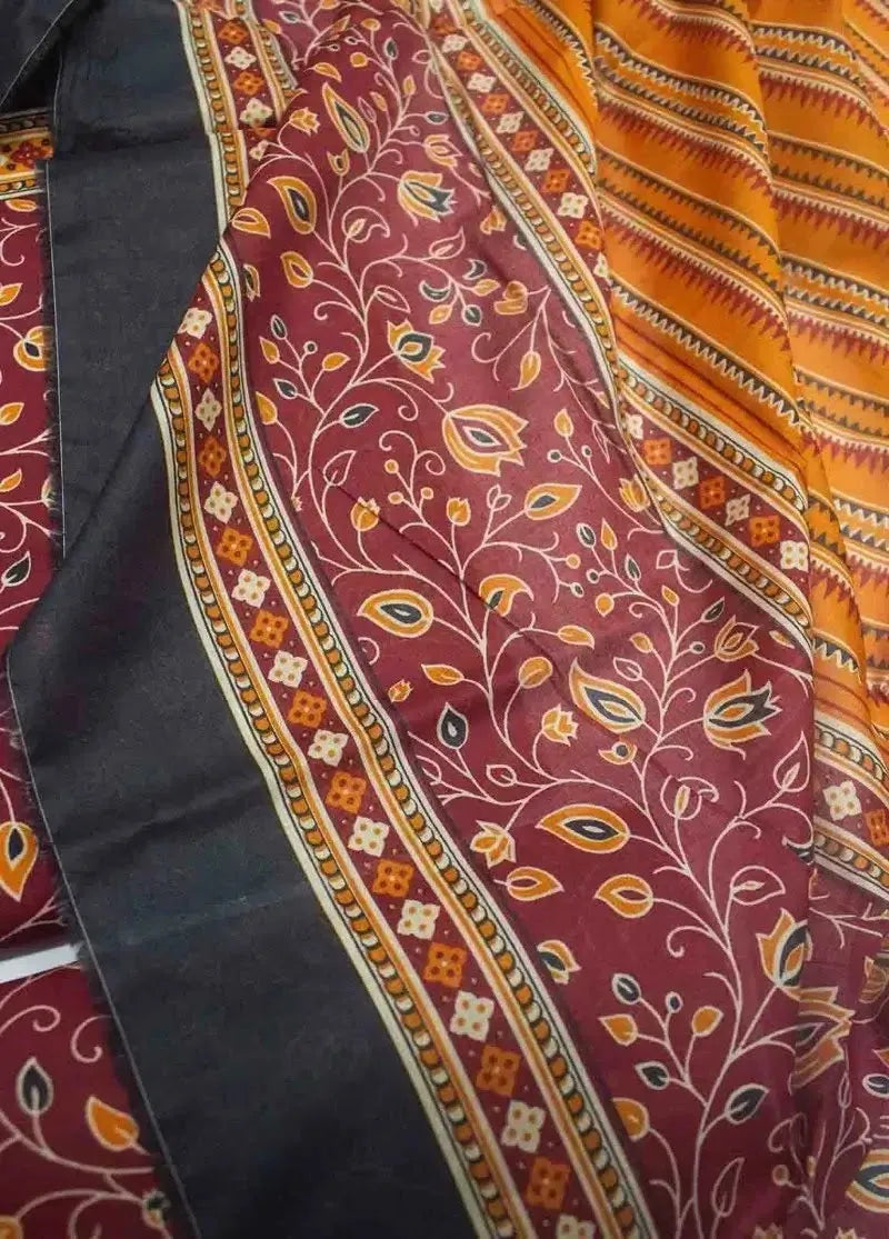 DPC-0745- 3 Piece Cotton Printed UnStitched Suit