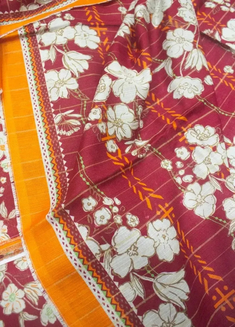 DPC-0746- 3 Piece Cotton Printed UnStitched Suit