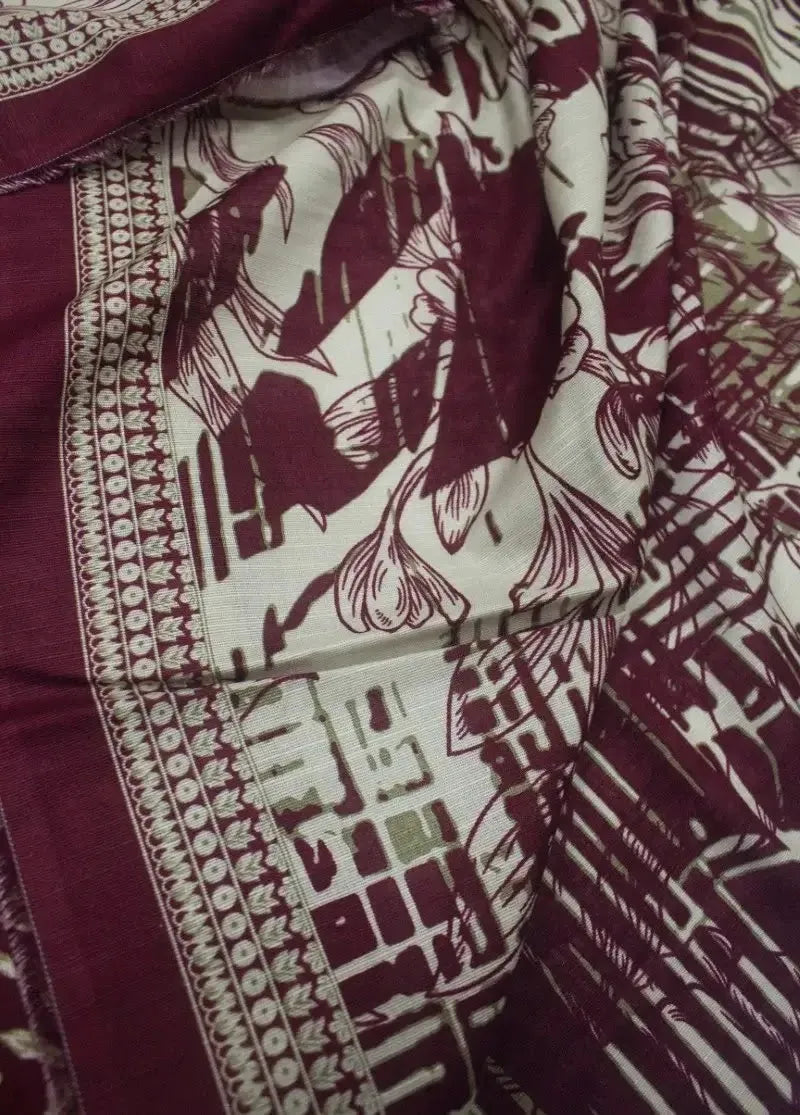 DPC-0750- 3 Piece Cotton Printed UnStitched Suit