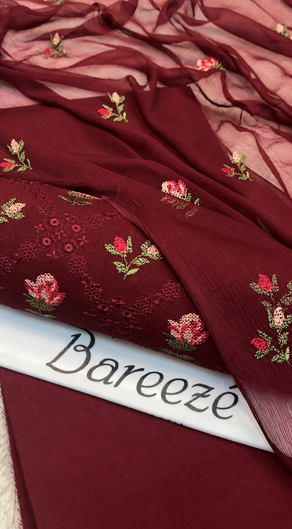3PC Winter Karandi | Pure Chiffon Dupatta