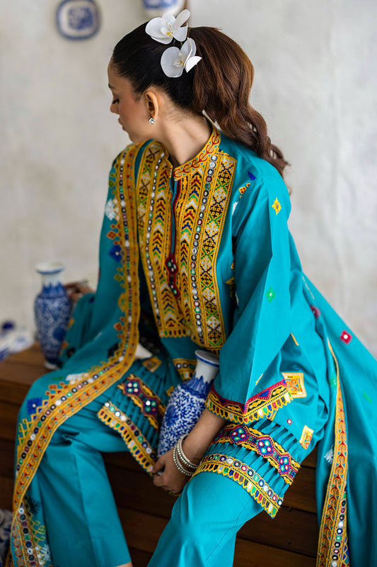 3 Piece Embroidered Lawn Suit with Lawn Dupatta and Borders CL-52569