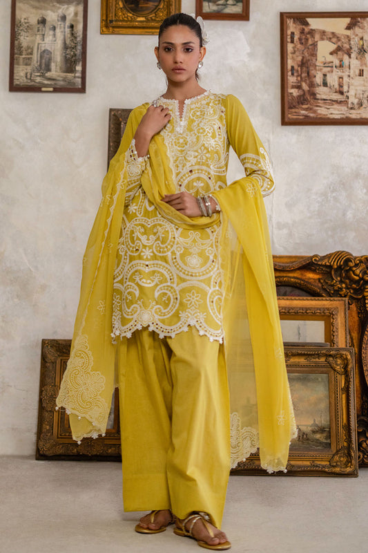 3 Piece Embroidered Lawn Suit with Lacquer Printed Chiffon Dupatta BM-62019