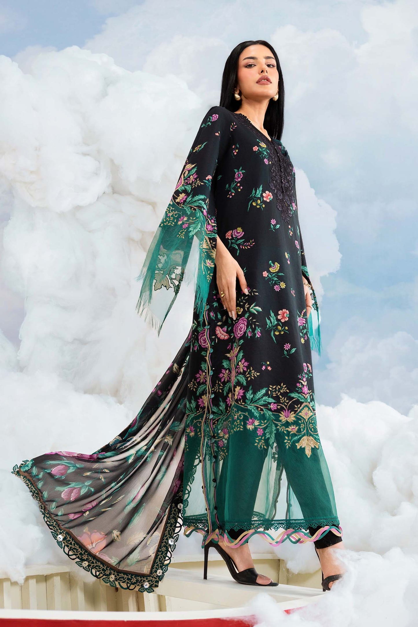3 Pc Unstitched Embroidered Lawn Suit