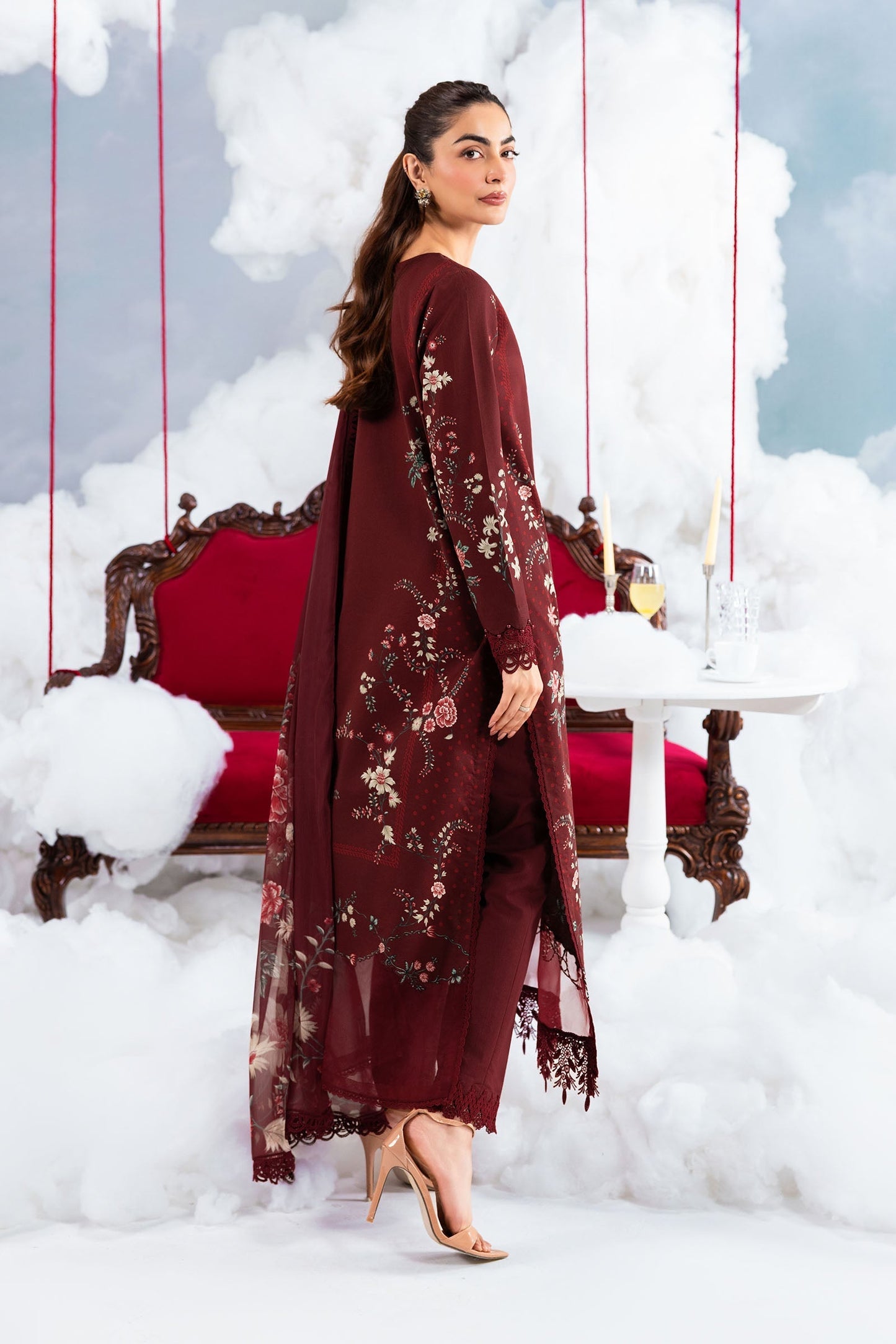 3 Pc Unstitched Embroidered Lawn Suit