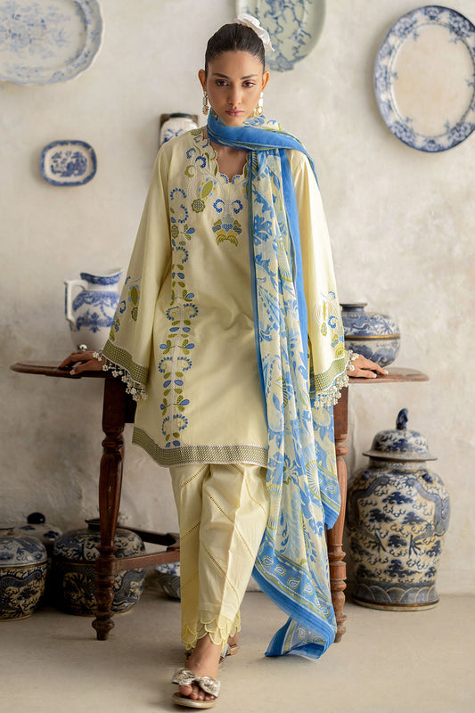3 Piece Embroidered Lawn Suit with Chiffon Dupatta and Borders BM-62005