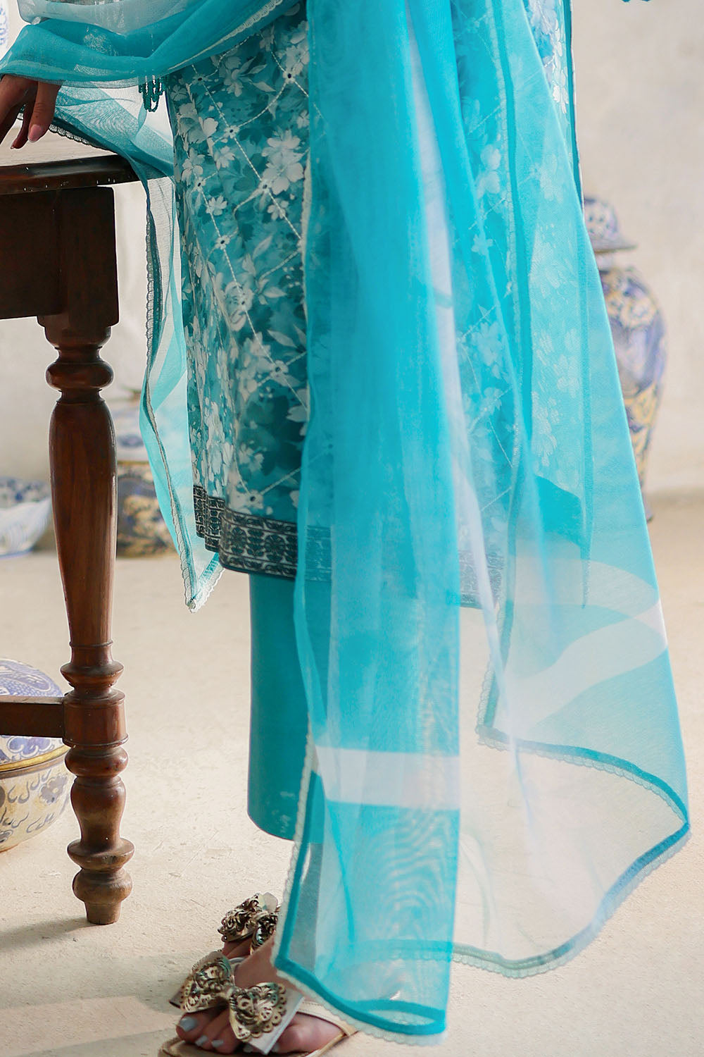 3 Piece Embroidered Printed Lawn Suit with Cotton Net Dupatta and Borders CN-62002