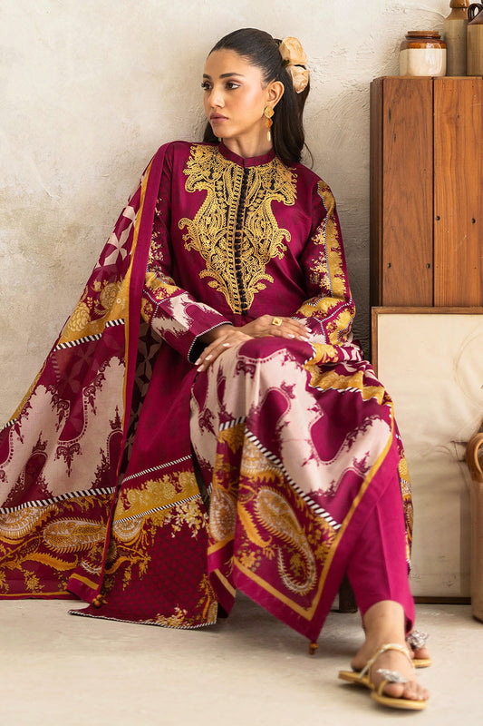 3 Piece Printed Lawn Suit with Embroidered Neckline CL-52076