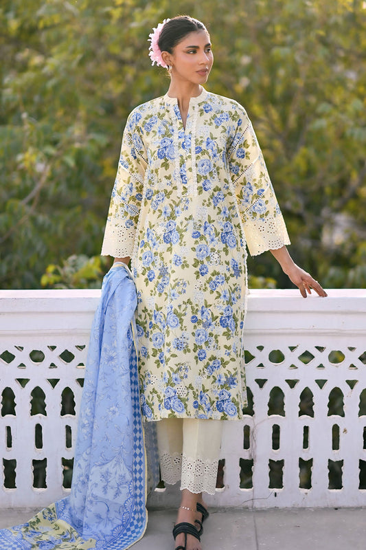 3 Piece Embroidered Printed Lawn Suit with Border CL-62082