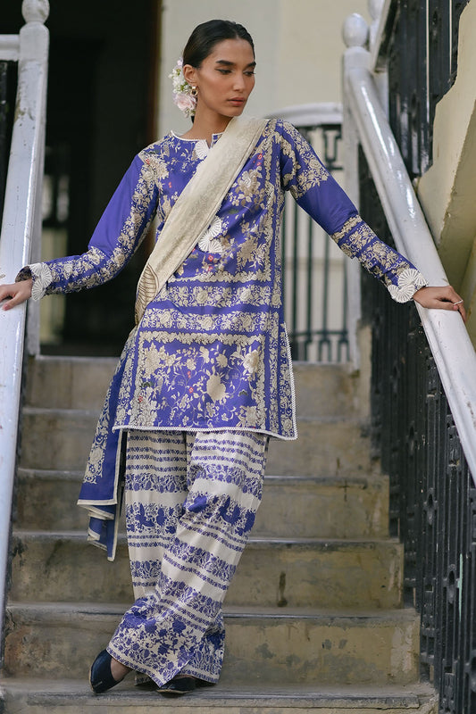 3 Piece Printed Lawn Suit with Embroidered Border CL-62270