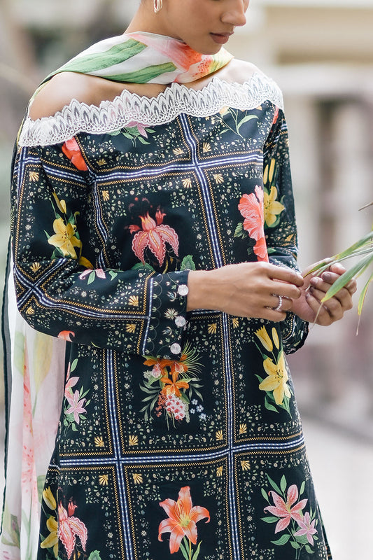 3 Piece Printed Lawn Suit with Embroidered Border CL-62271