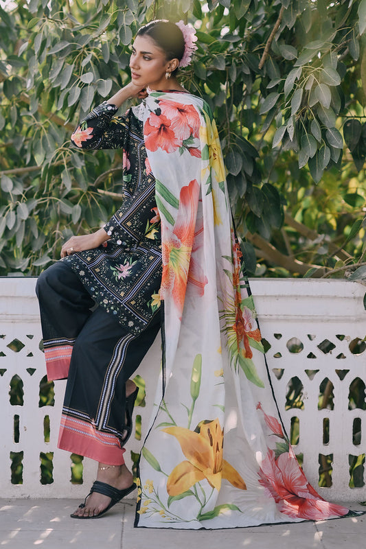 3 Piece Printed Lawn Suit with Embroidered Border CL-62271