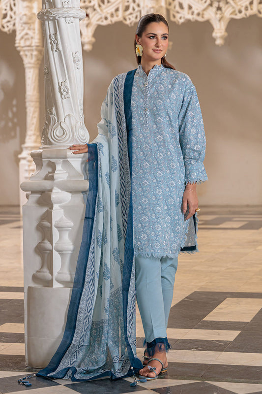 3 Piece Printed Lawn Suit and Dyed Trouser CL-62085 A