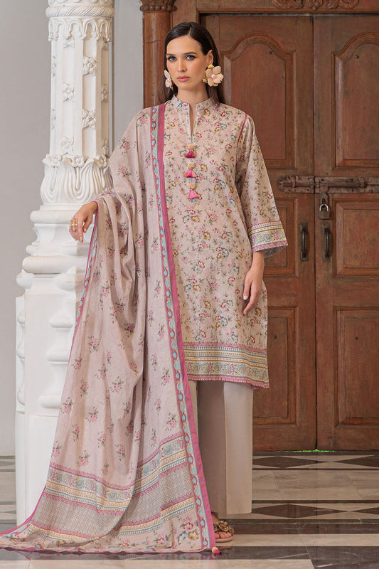 3 Piece Printed Lawn Suit and Dyed Trouser CL-62119 B