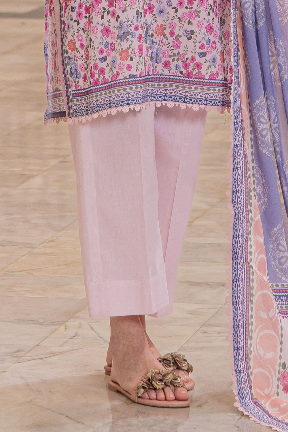 3 Piece Printed Lawn Suit and Dyed Trouser CL-62120 B