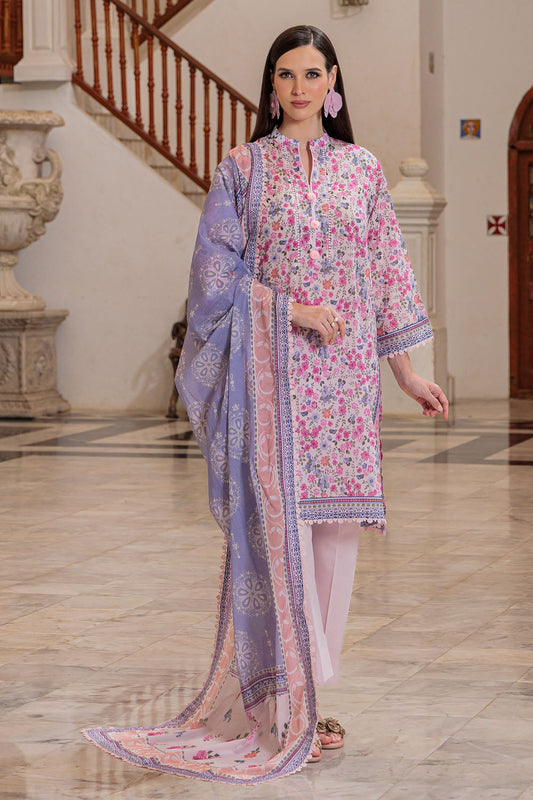 3 Piece Printed Lawn Suit and Dyed Trouser CL-62120 B