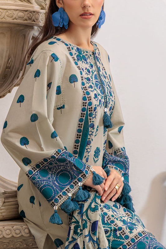 3 Piece Printed Lawn Suit and Dyed Trouser CL-62135 A