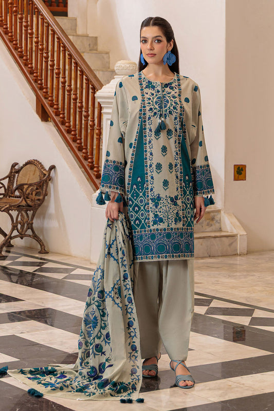 3 Piece Printed Lawn Suit and Dyed Trouser CL-62135 A