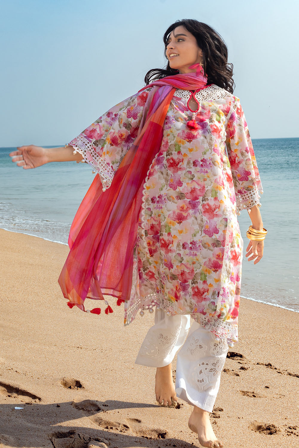 3 Piece Schiffli Embroidered Printed Lawn Suit with Lace Dupatta CL-52645