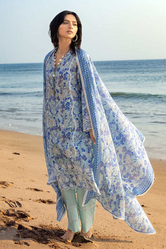 3 Piece Schiffli Embroidered Printed Lawn Suit with Denting Dupatta DN-52043