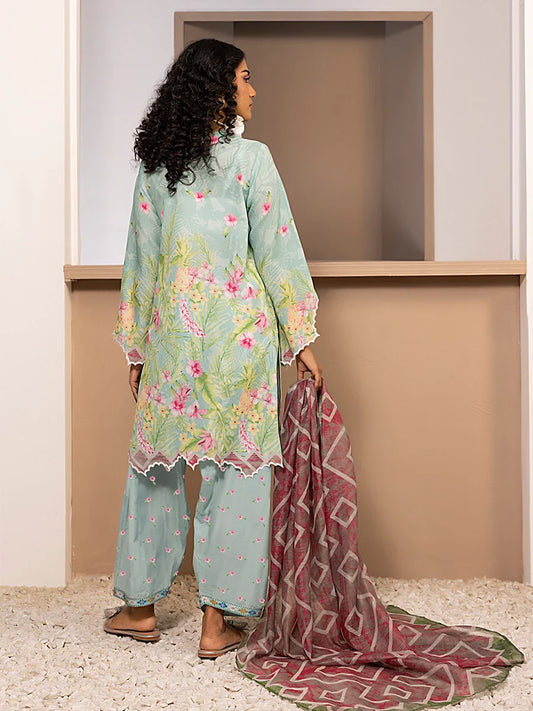 3pc Unstitched Printed Silk Lawn Suit (ASI059)
