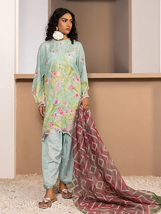 3pc Unstitched Printed Silk Lawn Suit (ASI059)