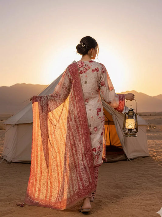 3PC Unstitched Printed Silk Lawn Suit (SUNS7ASI336)