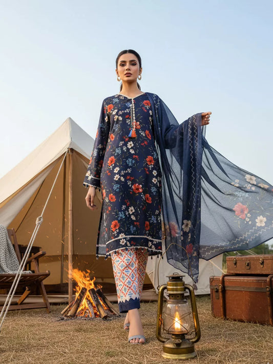 3PC Unstitched Printed Silk Lawn Suit (SUNS7ASI334)