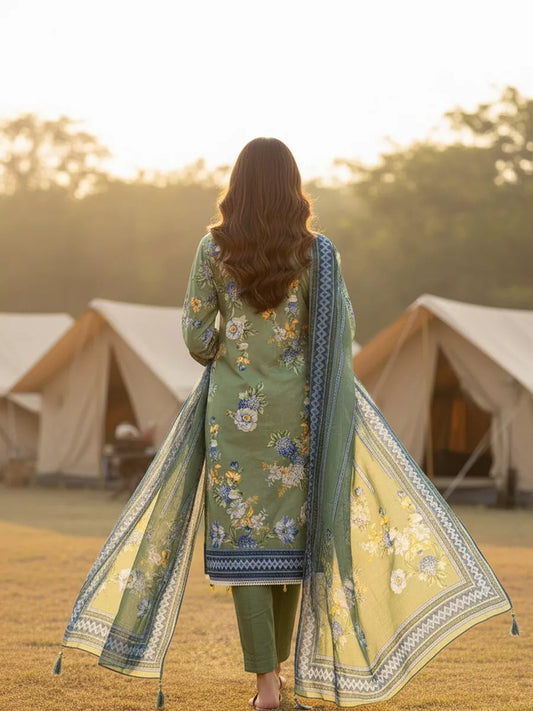 3PC Unstitched Printed Silk Lawn Suit (SUNS7ASI331)