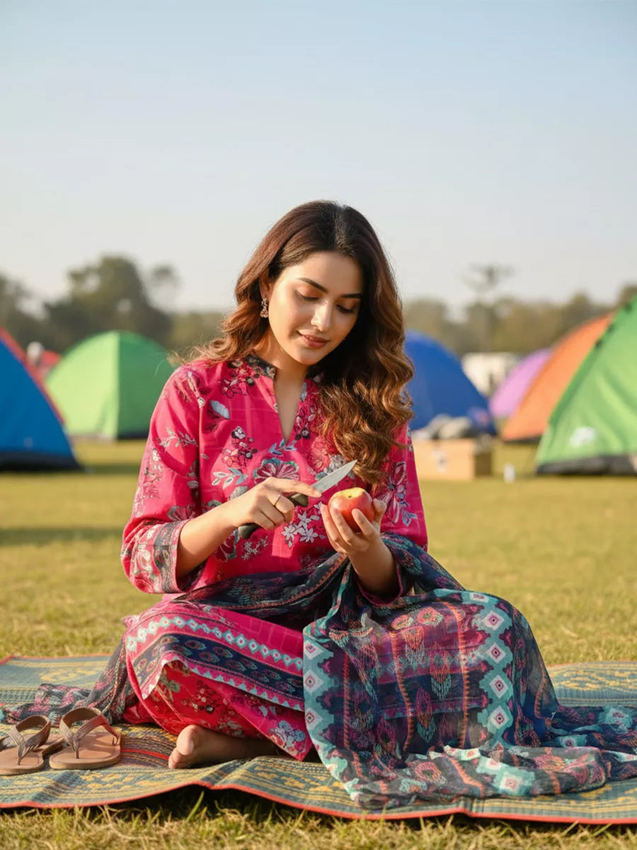 3PC Unstitched Printed Silk Lawn Suit (SUNS7ASI328)