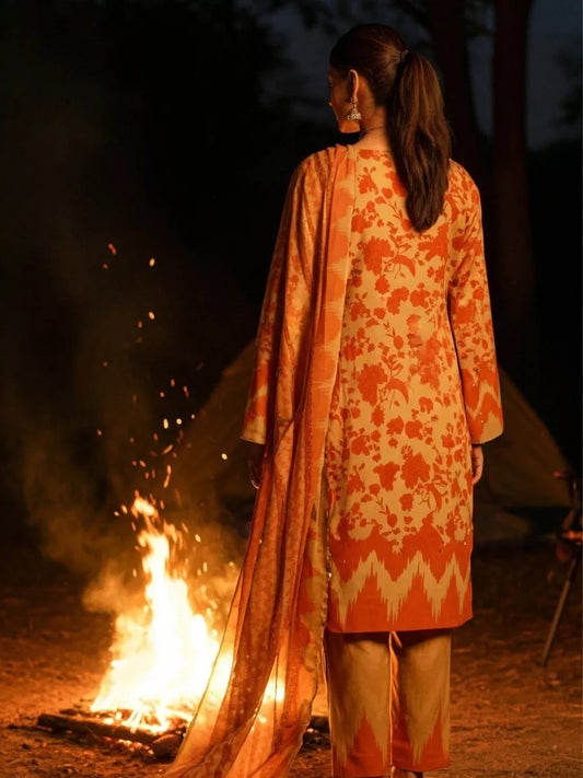 3PC Unstitched Printed Silk Lawn Suit (SUNS7ASI324)