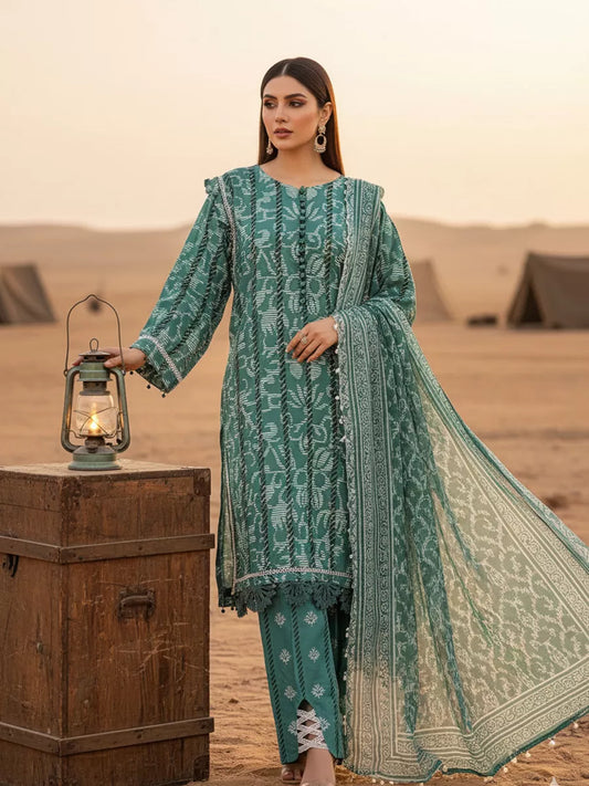 3PC Unstitched Printed Silk Lawn Suit (SUNS7ASI323)