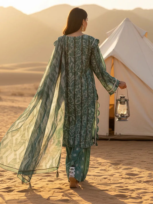 3PC Unstitched Printed Silk Lawn Suit (SUNS7ASI323)