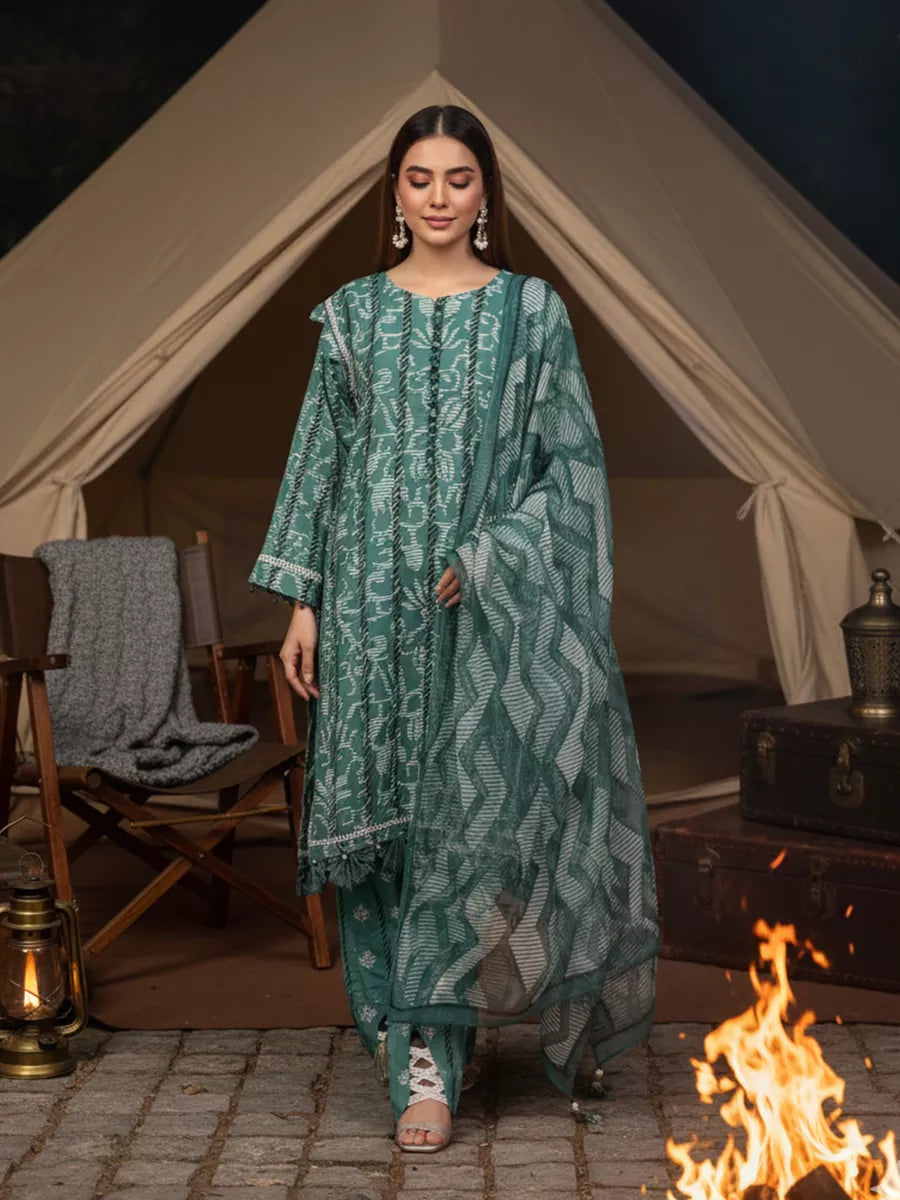 3PC Unstitched Printed Silk Lawn Suit (SUNS7ASI323)