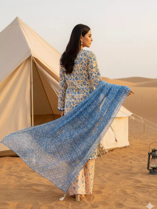 3PC Unstitched Printed Silk Lawn Suit (SUNS7ASI320)