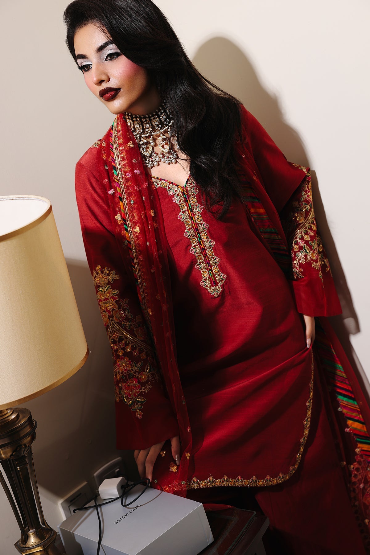 3-PC Embroidered Raw-Silk Suit CMA-5-085